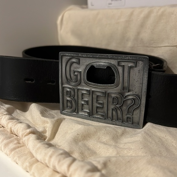 Mens Leather Belt. “Got Beer?” Bottle Opener.  36 waist. - Picture 3 of 4